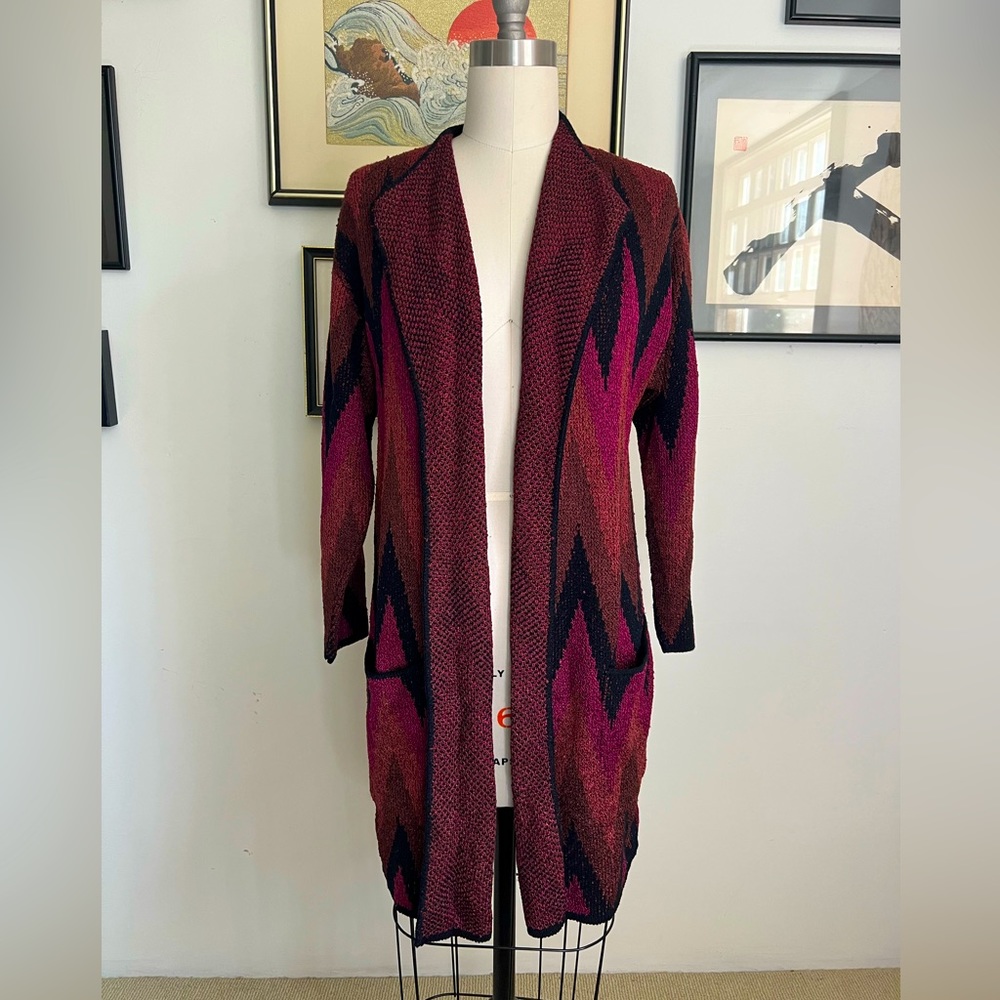Vintage French Rags Zig Zag Print Cardigan Size 2
